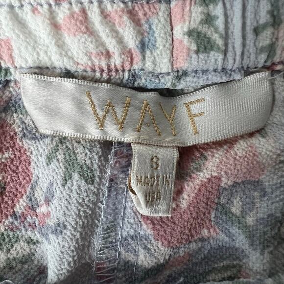 WAYF Blue Floral Wide Leg Pull On Pant Sz Small Pockets Cottage Travel Boho USA - Picture 7 of 10